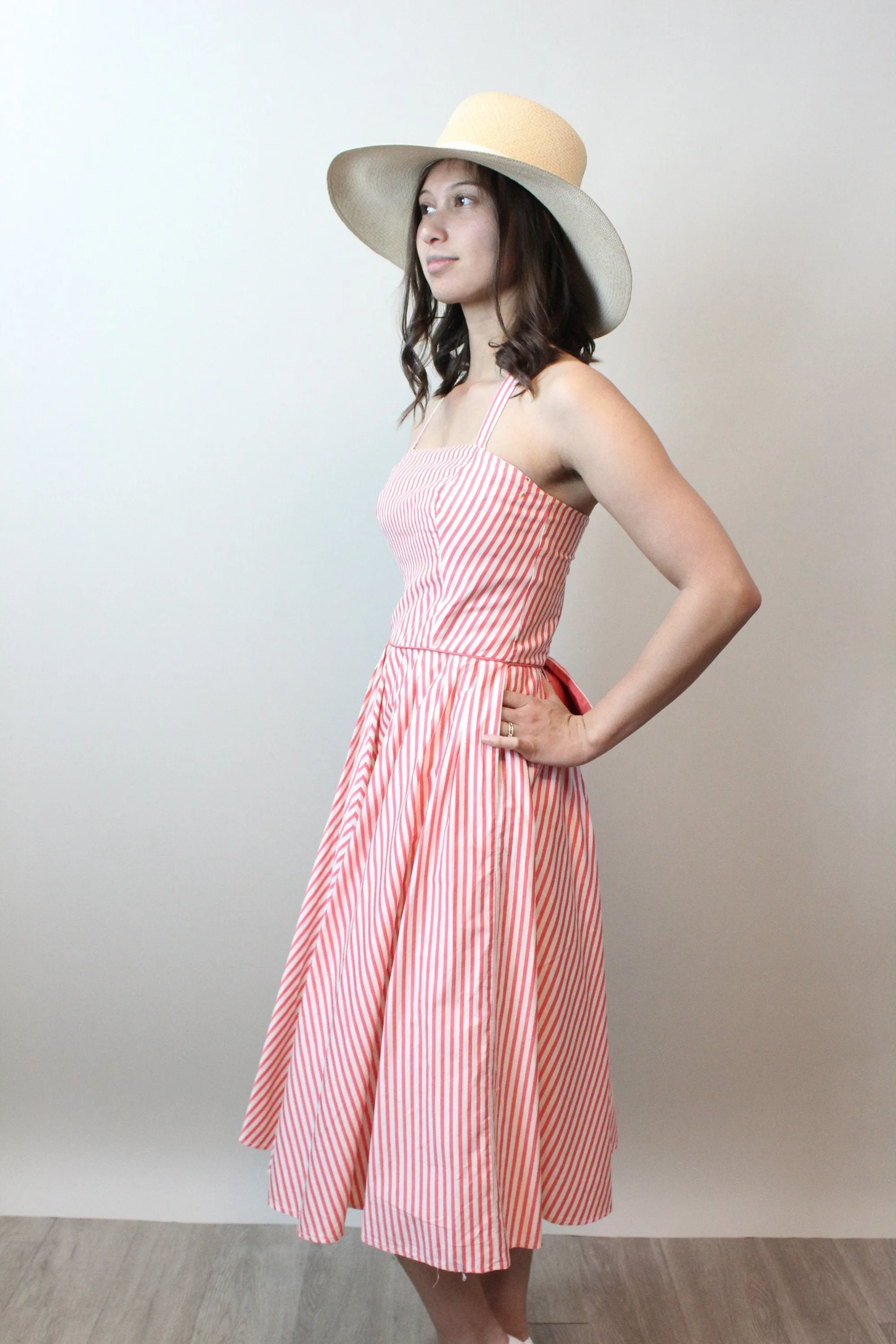 1950s STRIPED cotton halter dress xs | new spring