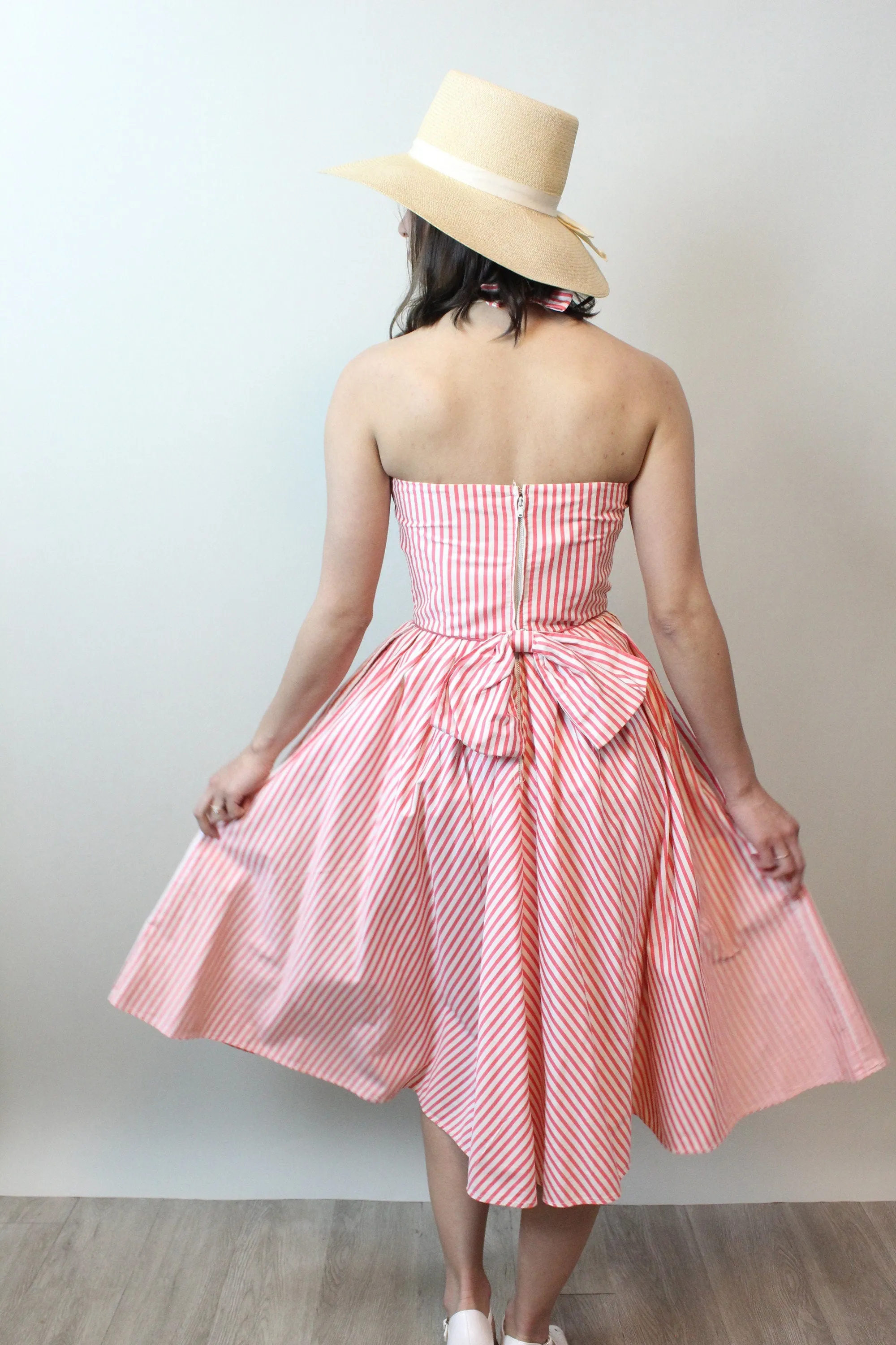 1950s STRIPED cotton halter dress xs | new spring