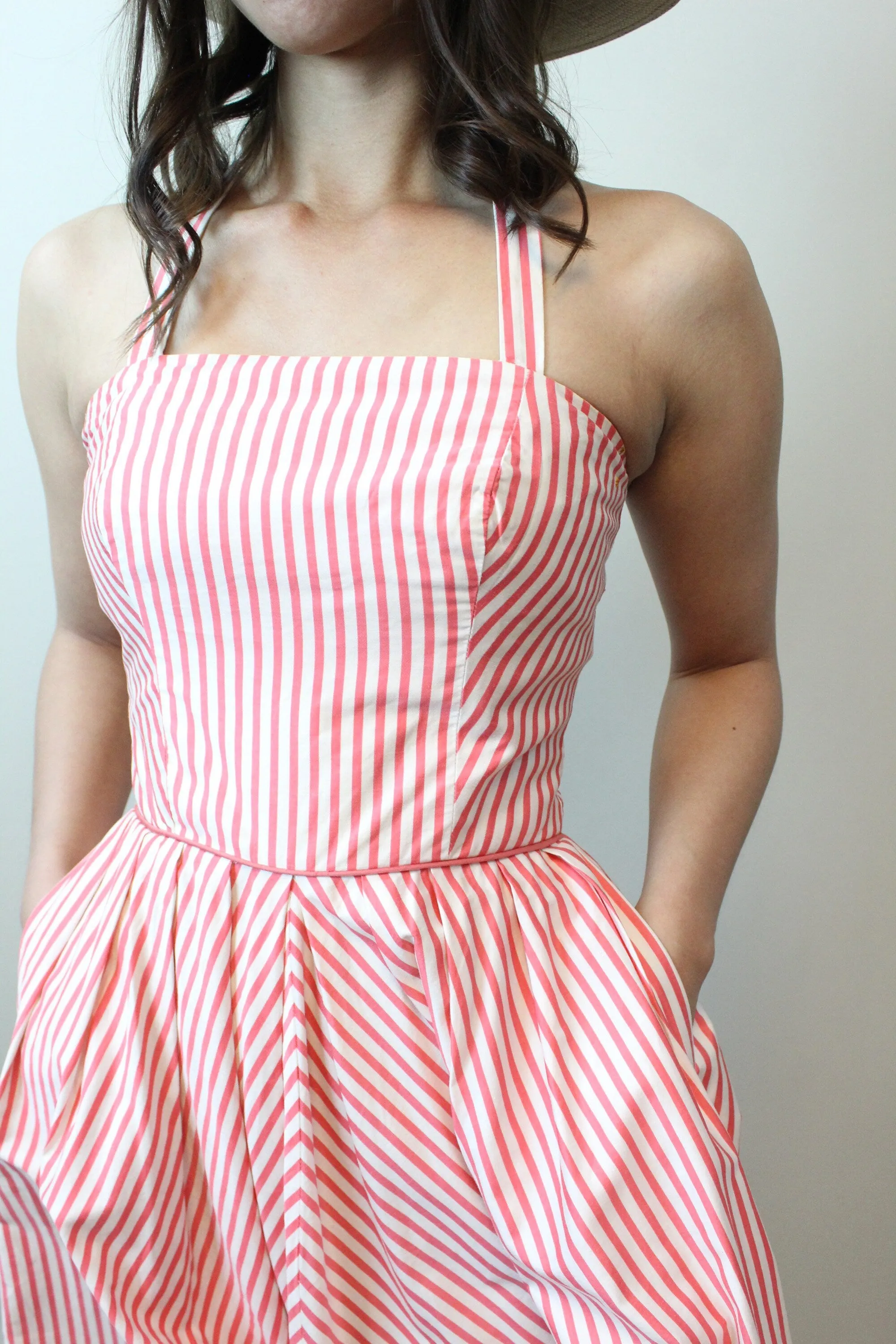 1950s STRIPED cotton halter dress xs | new spring