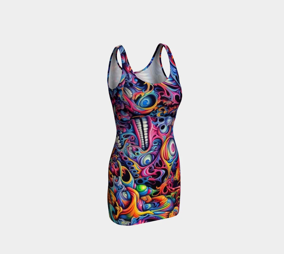 ACID FACE BODYCON DRESS  | ACIDMATH AI