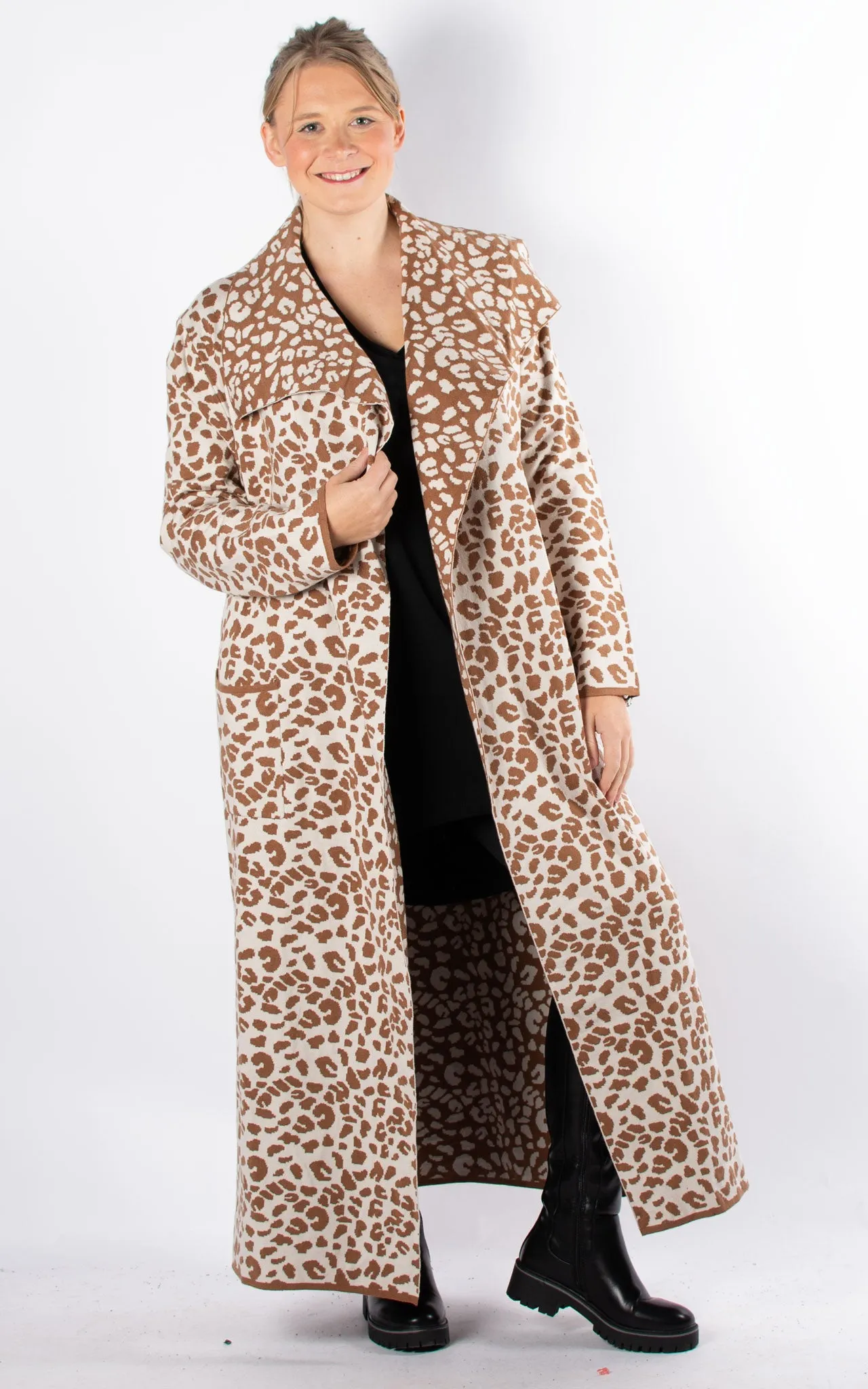 Animal Print Coat | Camel