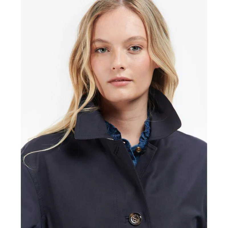 Barbour Opal Ladies Showerproof Trench - Midnight/Rosewood Tartan