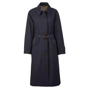 Barbour Opal Ladies Showerproof Trench - Midnight/Rosewood Tartan