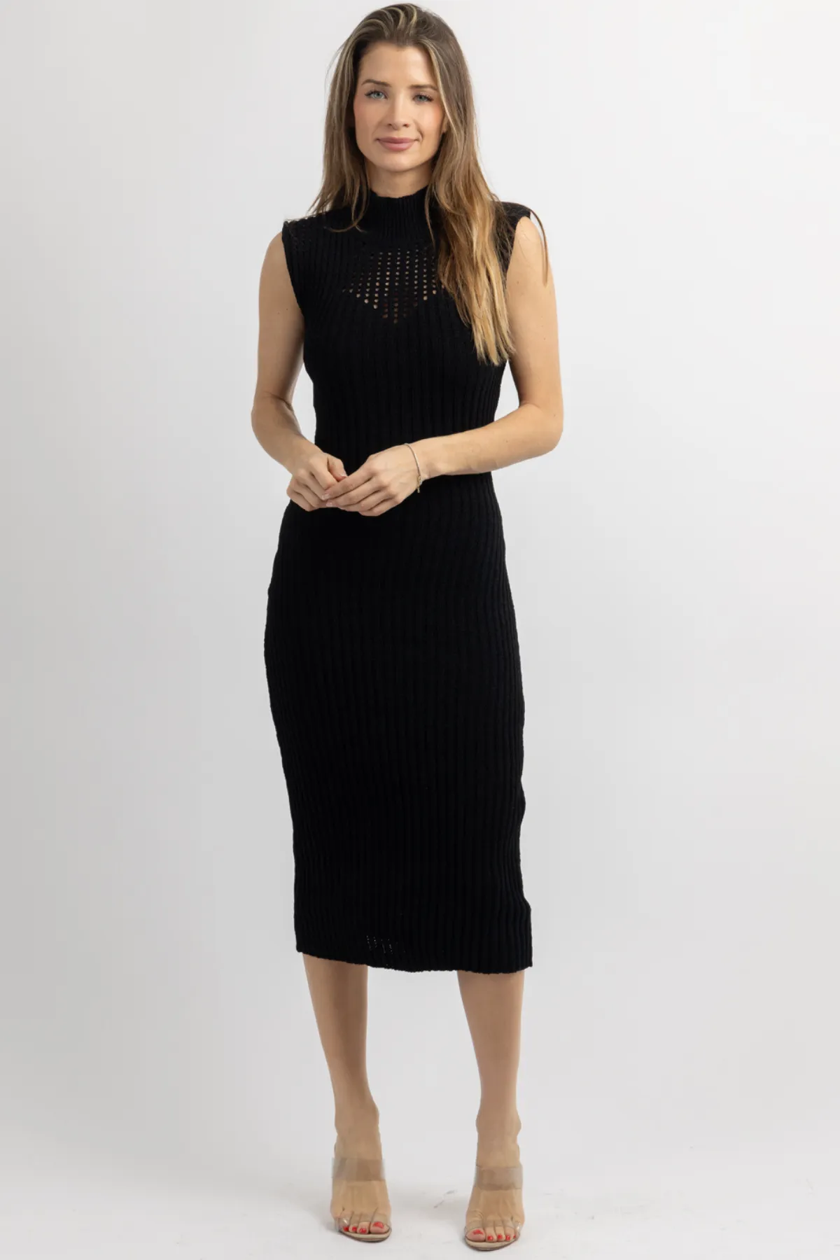 CLASSIC CHENILLE BLACK MAXI DRESS