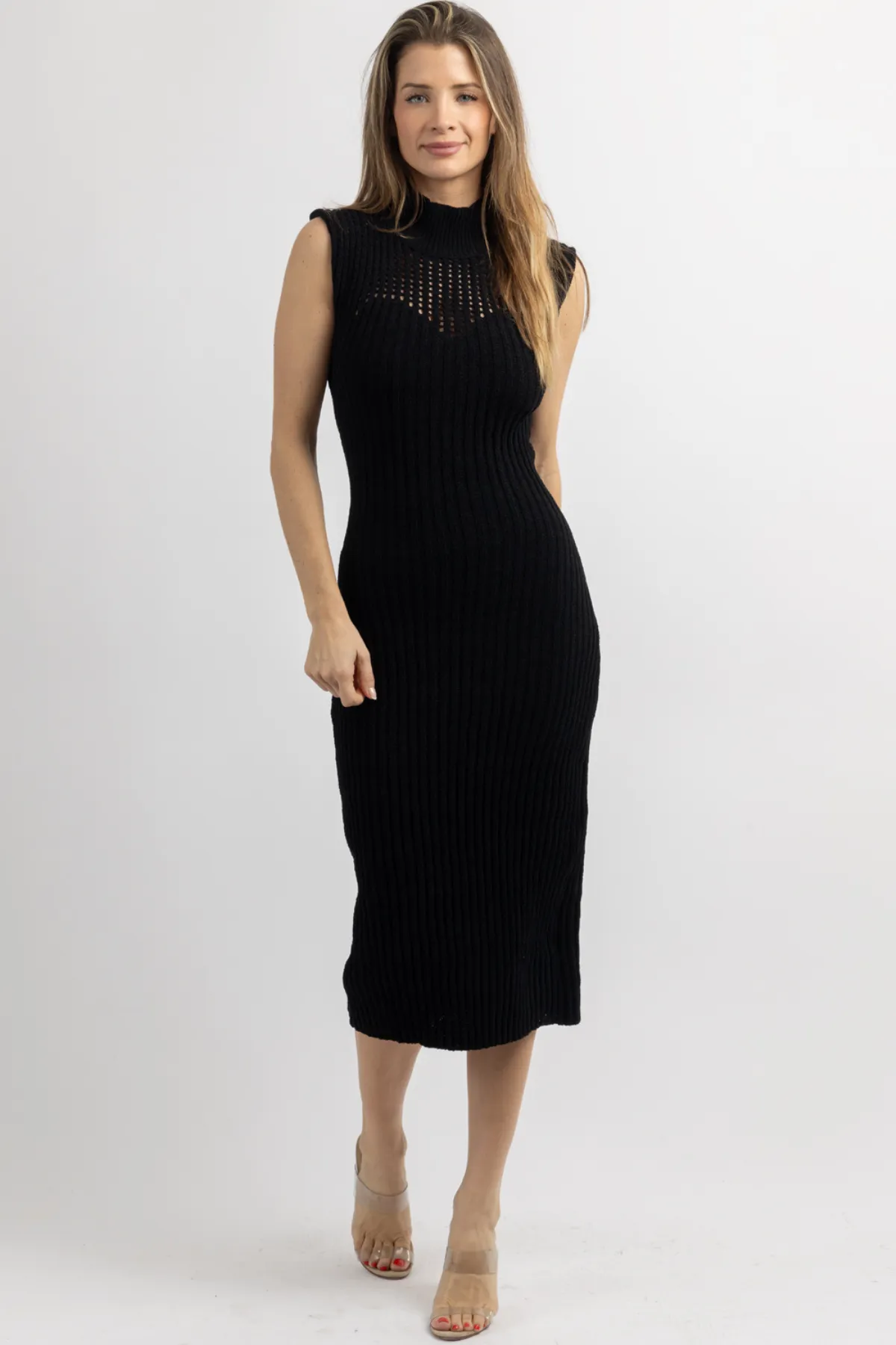 CLASSIC CHENILLE BLACK MAXI DRESS