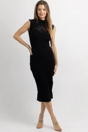 CLASSIC CHENILLE BLACK MAXI DRESS