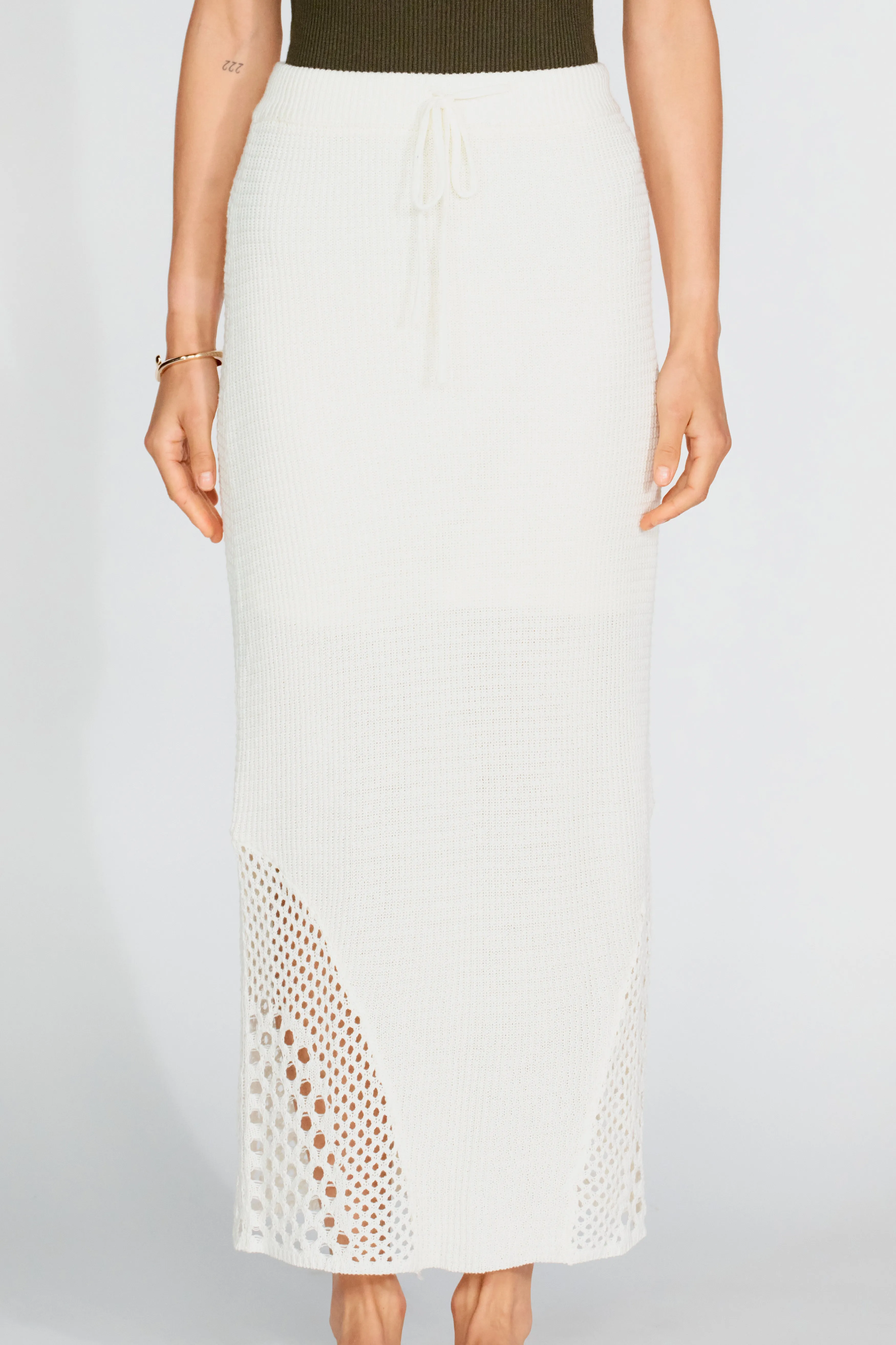 Cosetta Knit Midi Skirt - Ivory