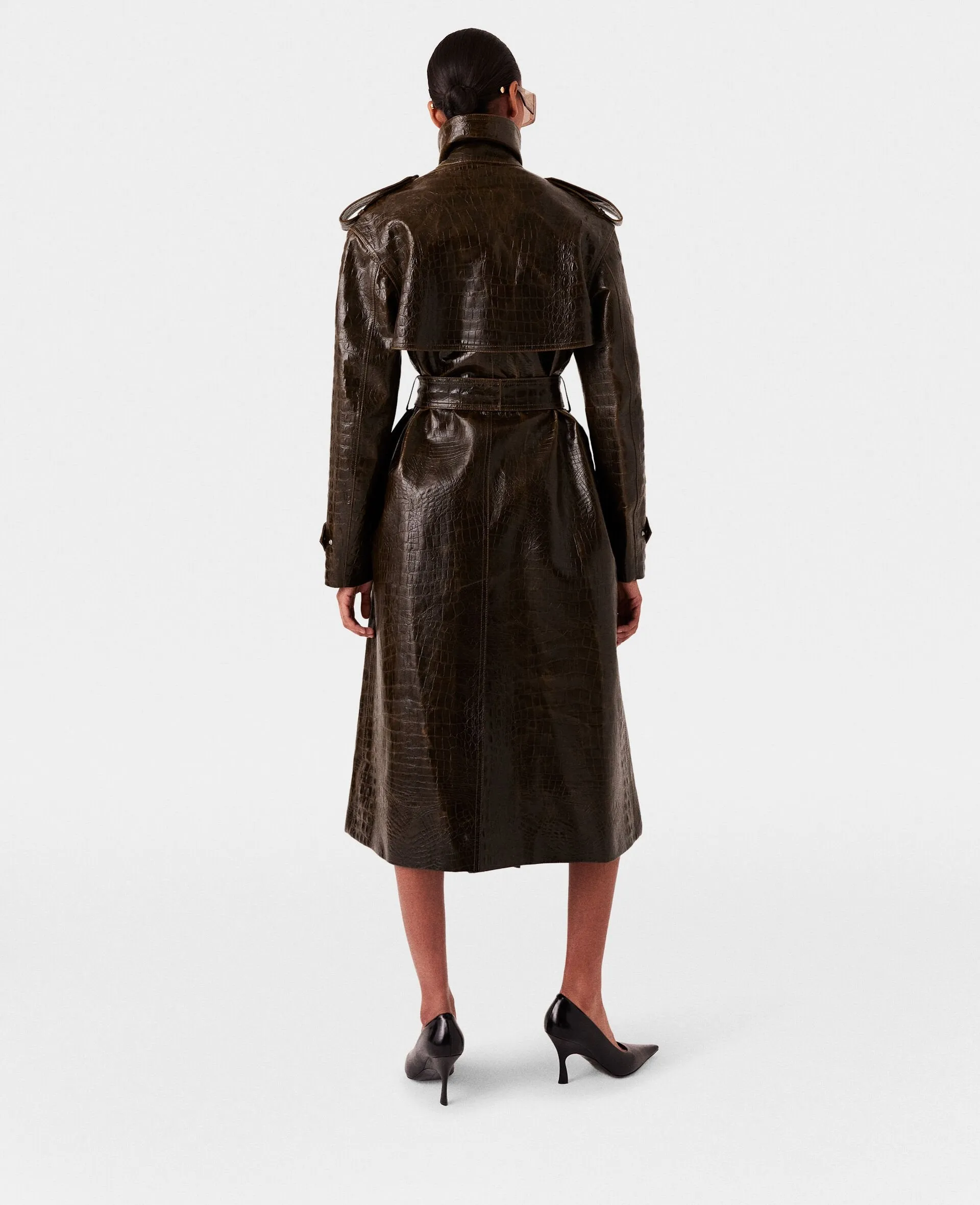 Crocodile Embossed Trench Coat