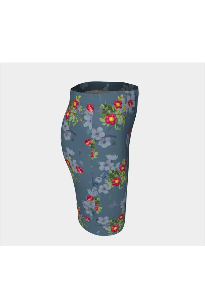 Floral Gray Fitted Skirt