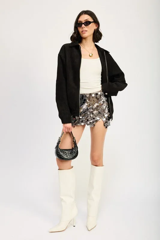 Hot Girl Disco Diva Side Slit Sequin Mini Skirt