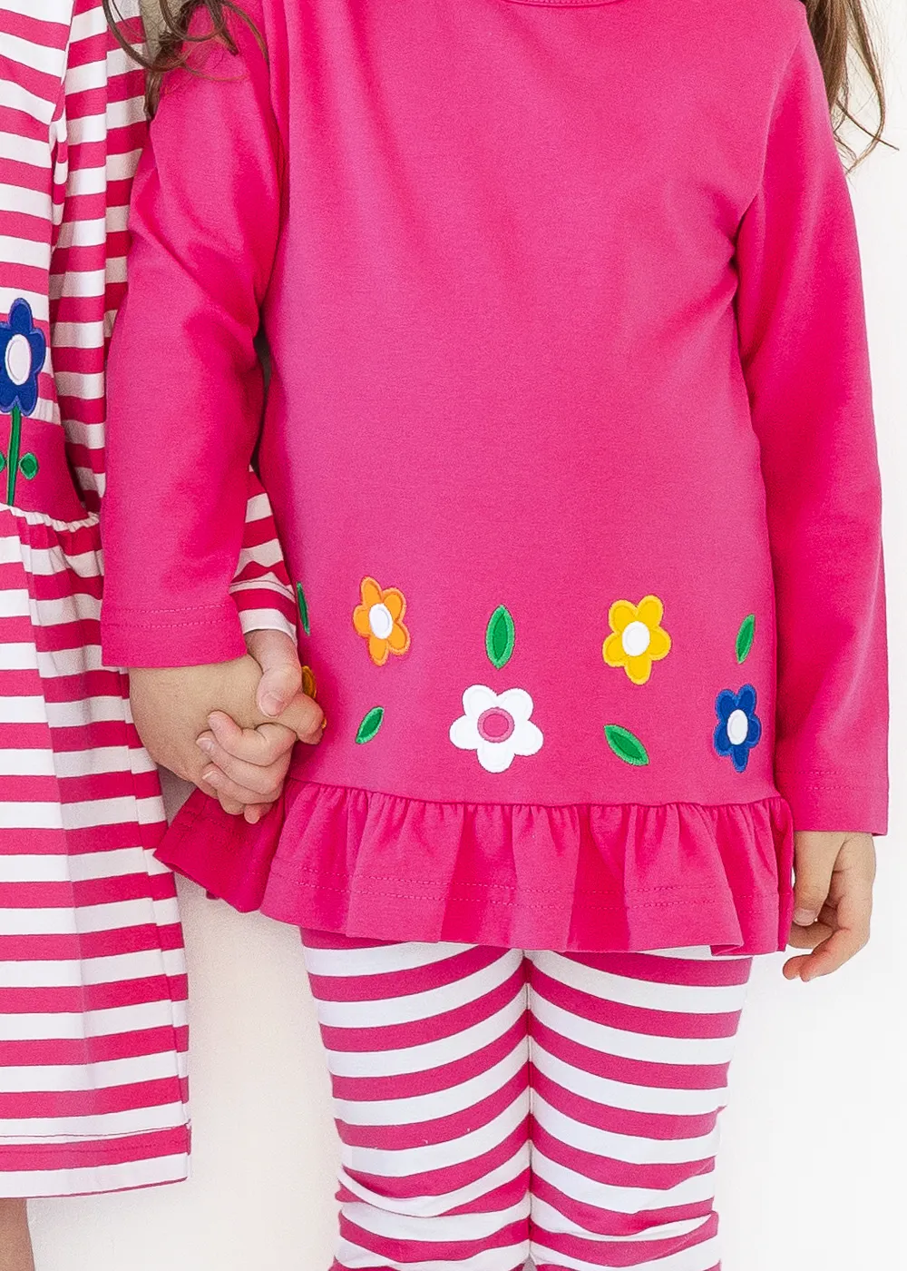 Knit Tunic With Flowers And Stripe Leggings