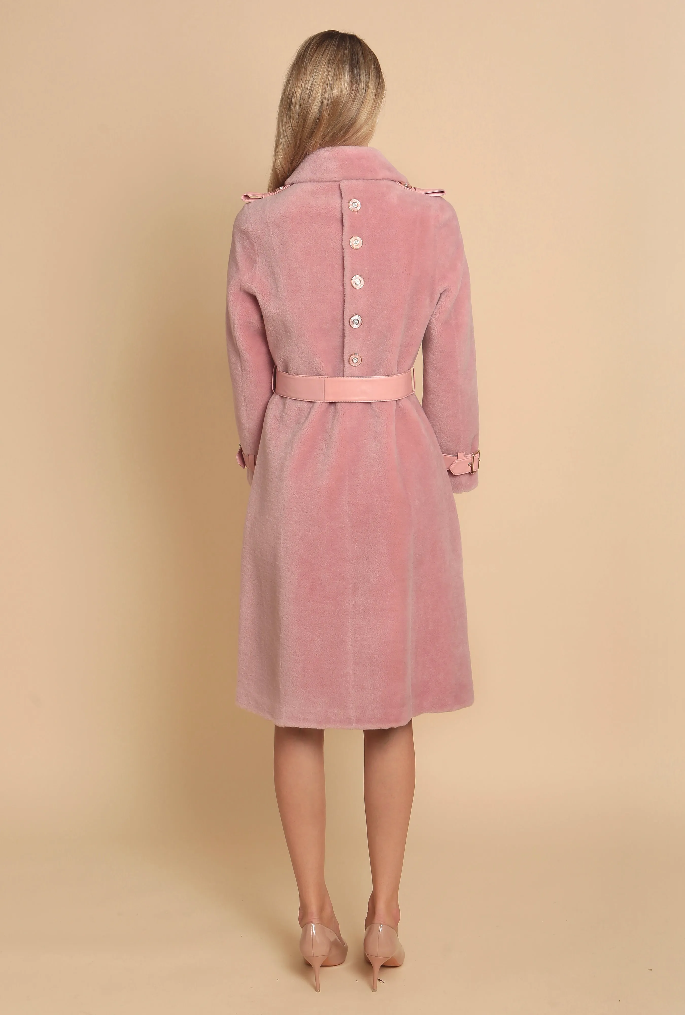 'Loren' Wool Trench Coat in Rosa