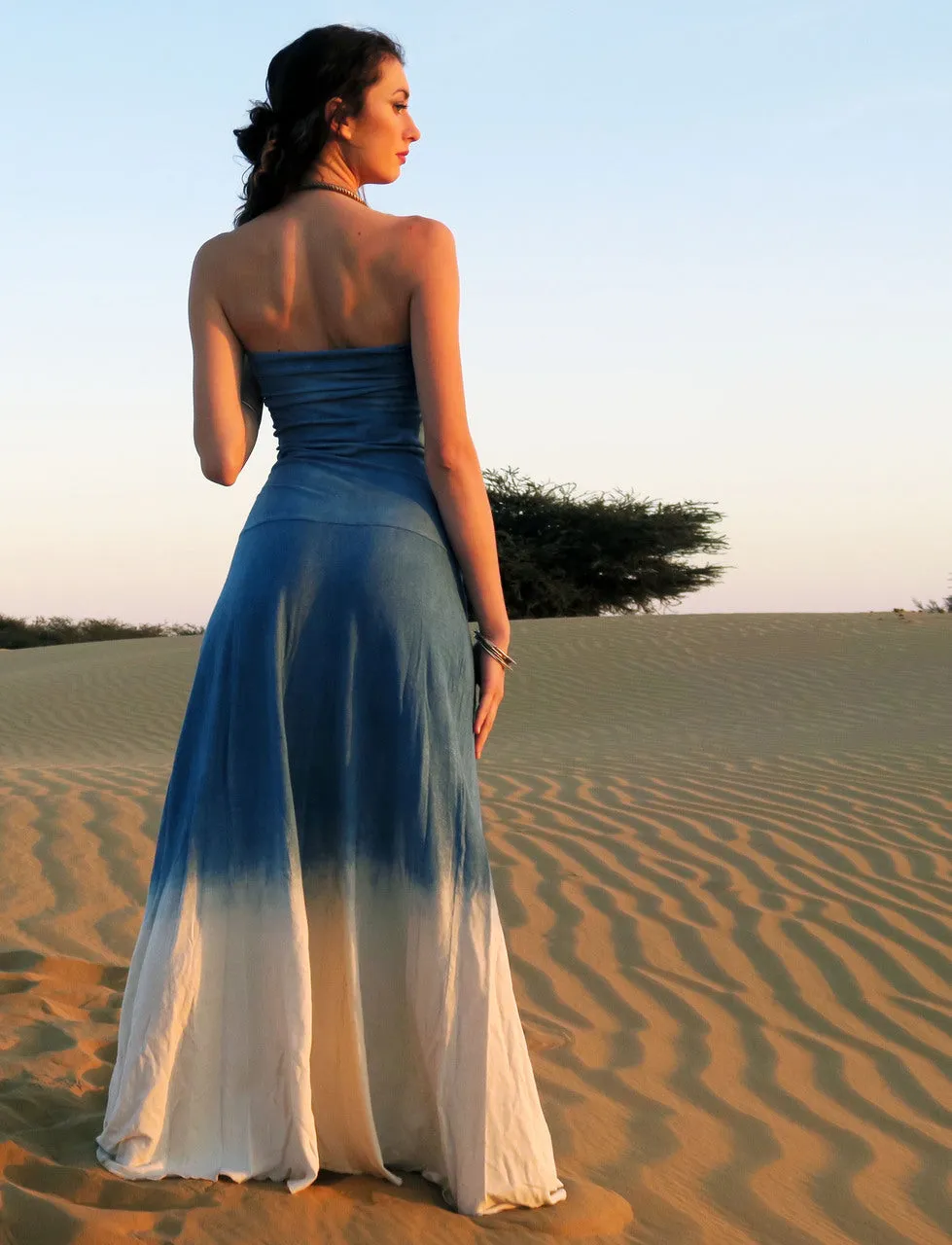 Love Me 2 Times Wanderer INDIGO Dip Dyed Long Dress