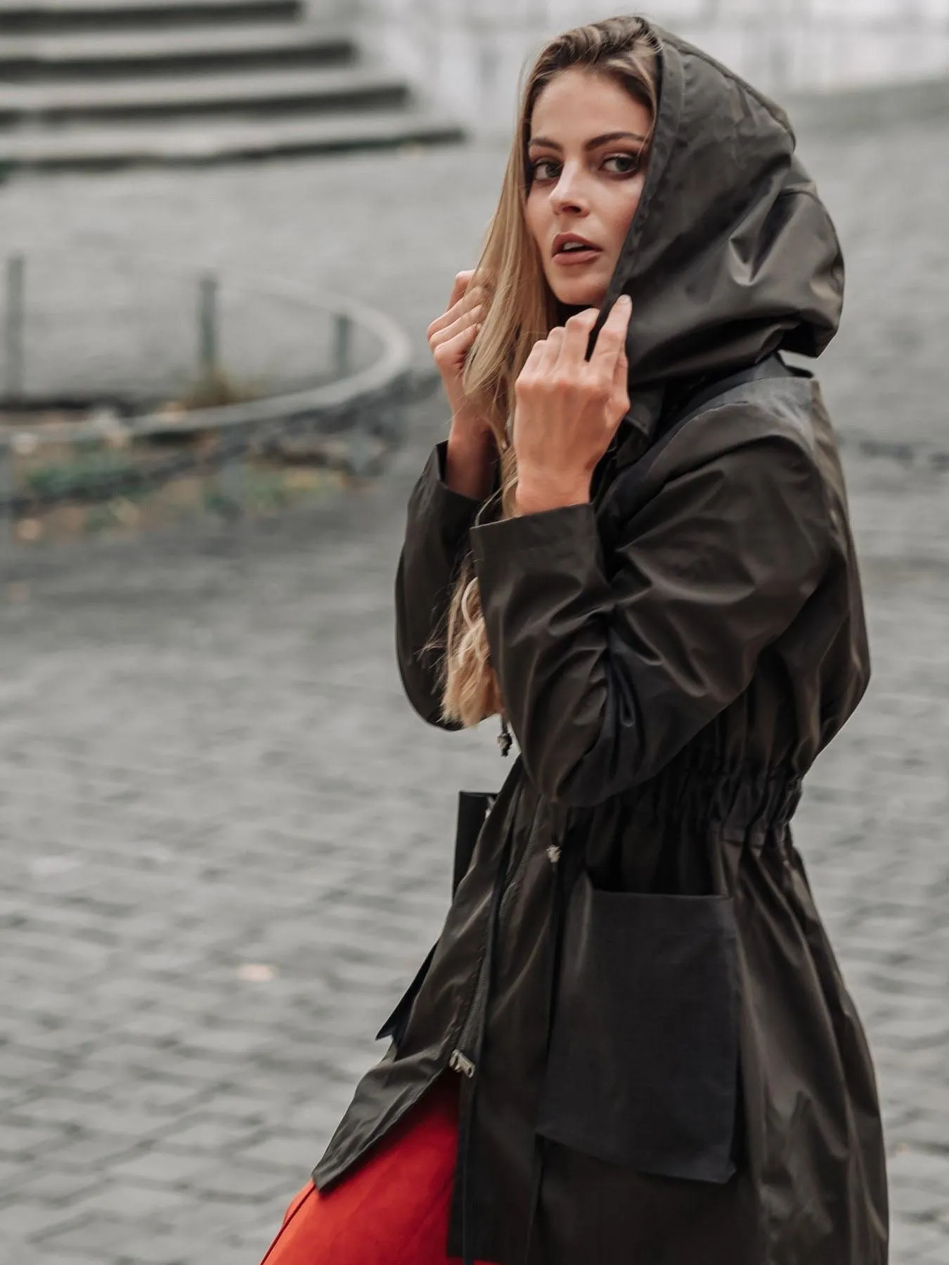 Melissandra Gabardine Parka, Earth Green