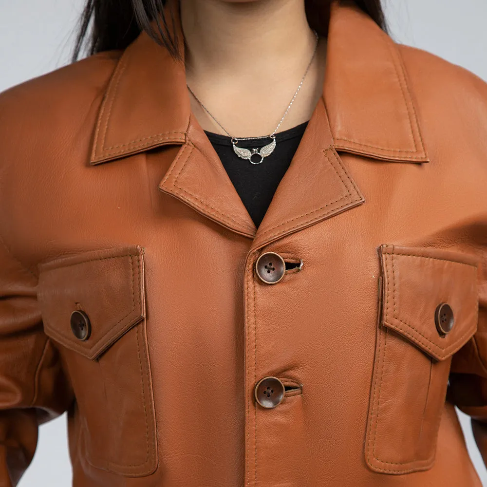 Michelle Brown Leather Blazer