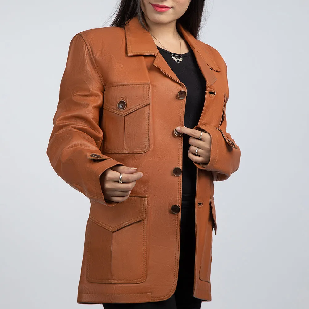 Michelle Brown Leather Blazer