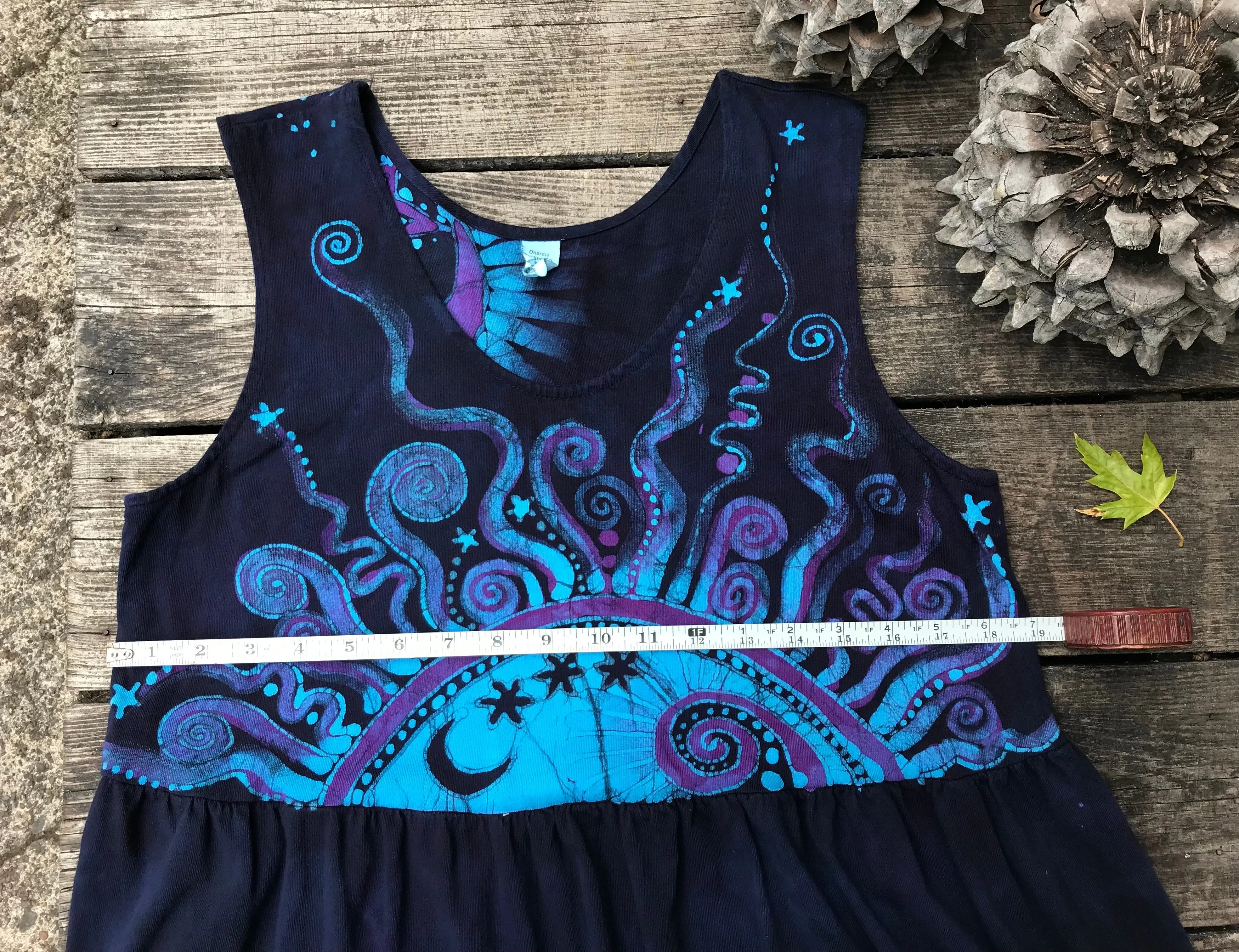 Mystic Moonlight with Turquoise Sunrise - Farmer's Market Pocket Dress - Size Large