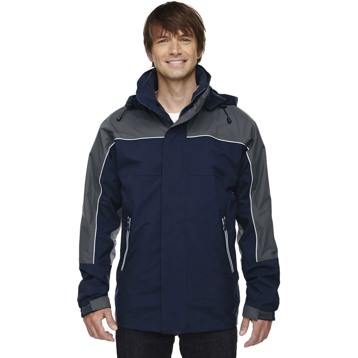 North End Men's Midnight Navy 3-in-1 Jacket with Piping