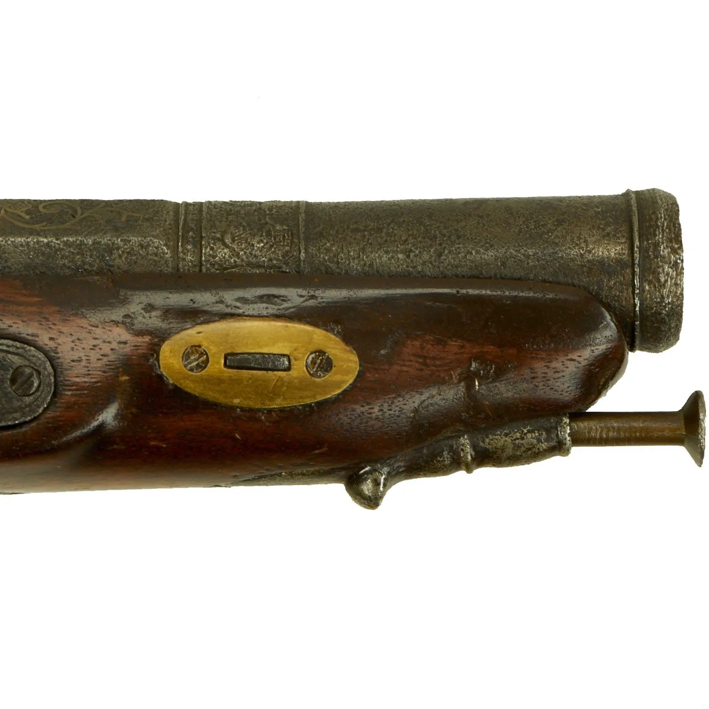 Original Spanish Miquelet Percussion Overcoat Pistol with Silver Inlaid Barrel & Spanish Touchmarks - c. 1830