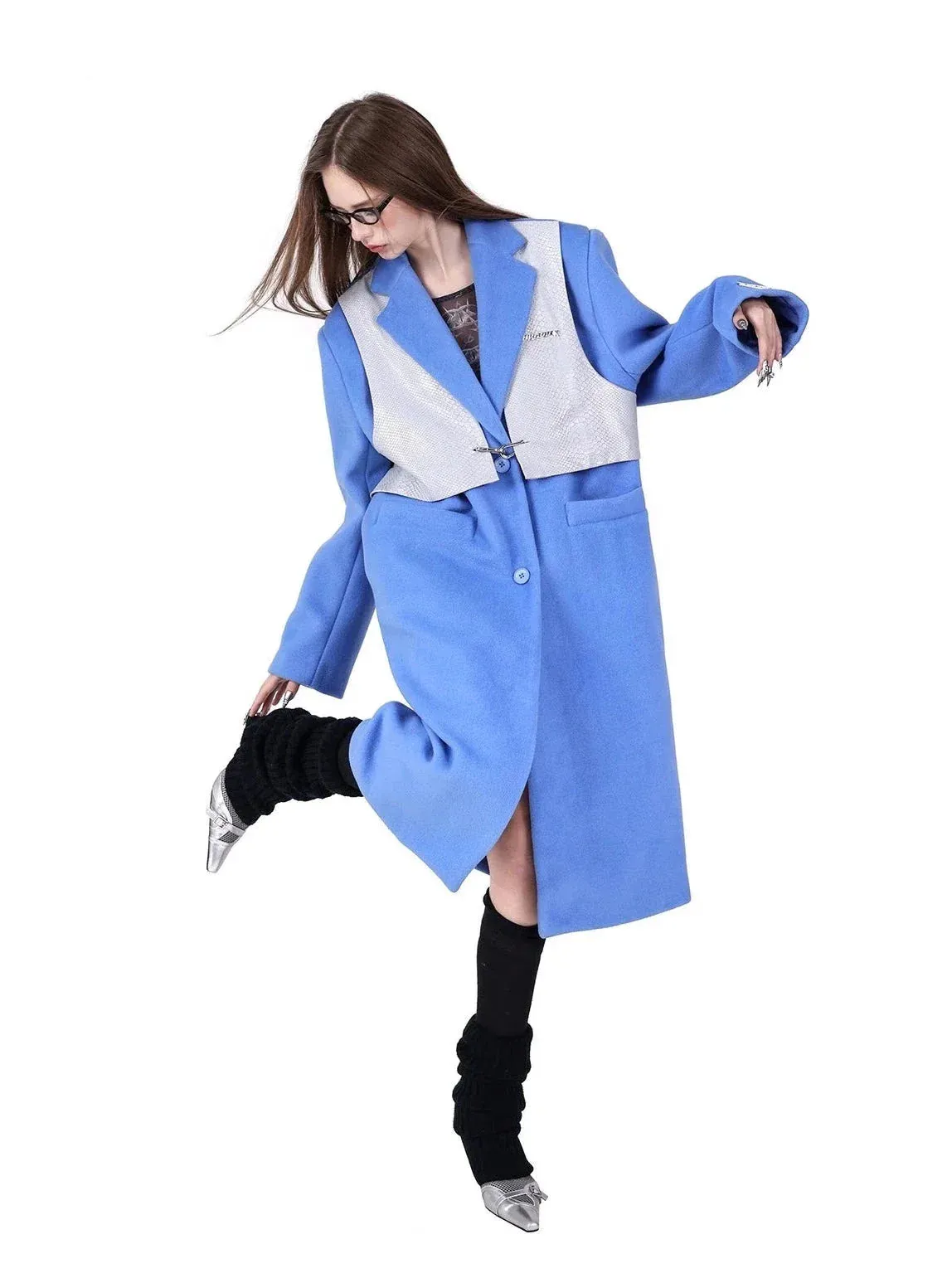 PINKSPINK Dual-Tone Layered Overcoat - Blue/Silver and Pink/Brown