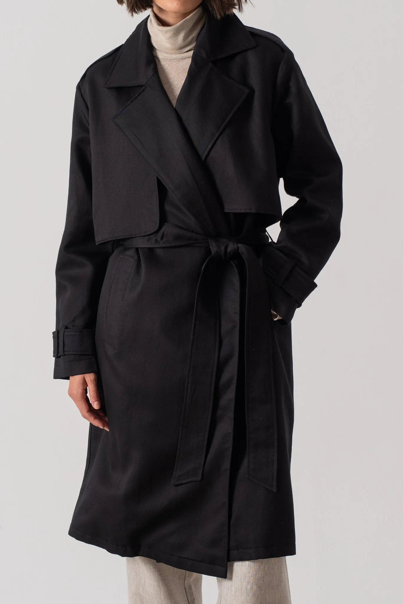 Pluie Linen Trench Coat Black