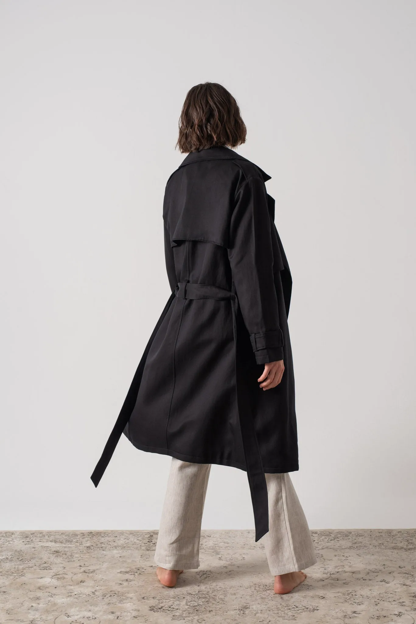 Pluie Linen Trench Coat Black