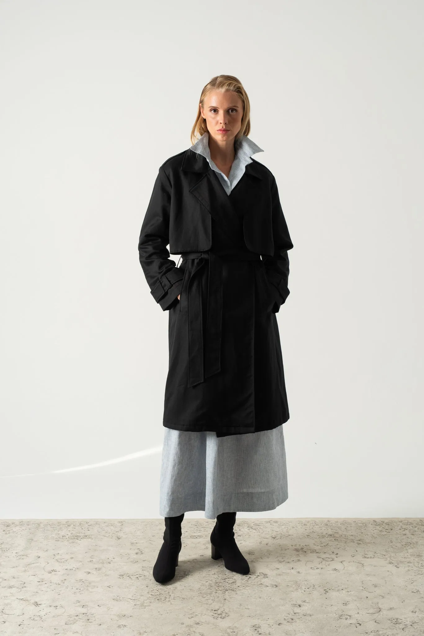 Pluie Linen Trench Coat Black