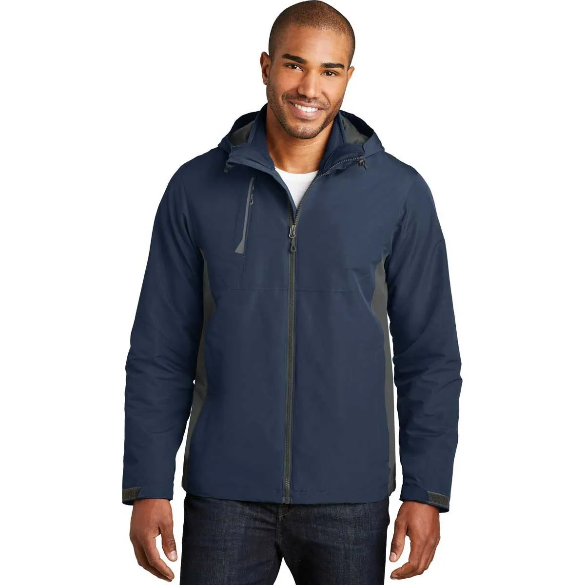 Port Authority Men's Dress Blue Navy/Grey Steel Merge 3-in-1 Jacket