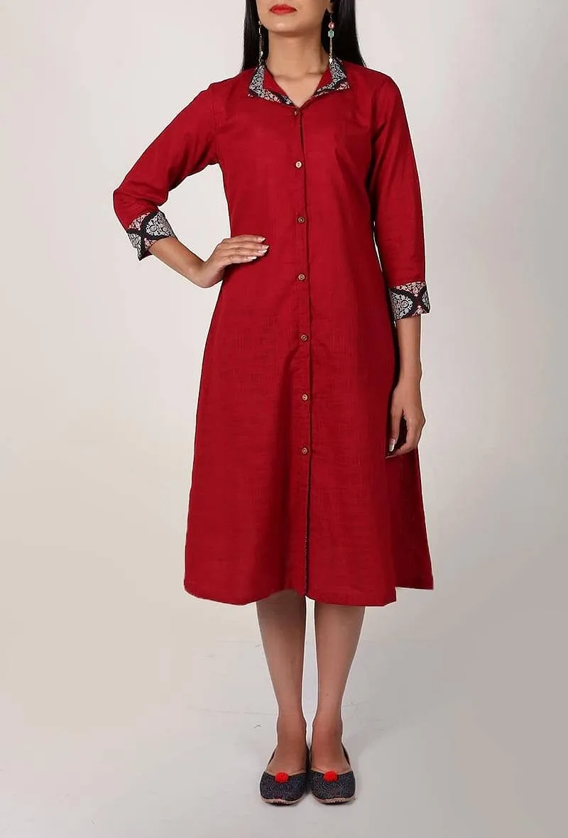 Red Ajrakh Shirt Jacket