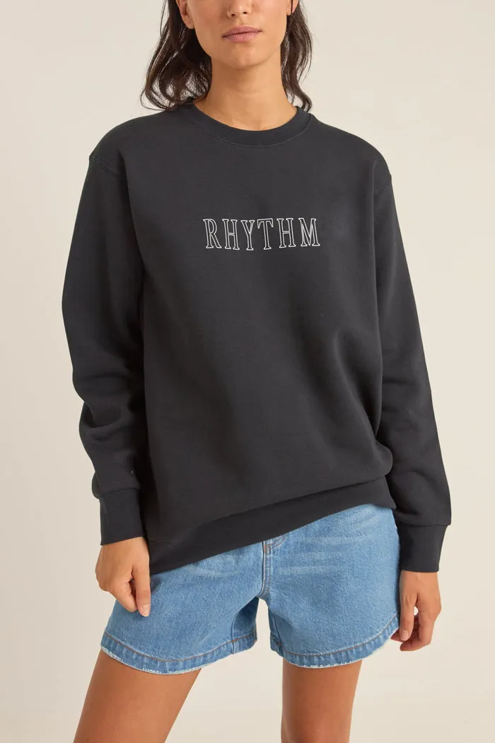 Rhythm Flagship Boyfriend Fleece Crew - BLACK