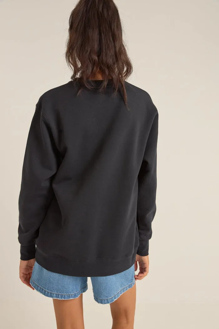 Rhythm Flagship Boyfriend Fleece Crew - BLACK