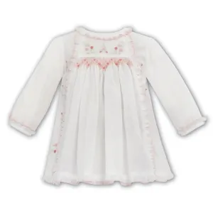 SARAH LOUISE CREAM & PEACH SMOCKED DRESS