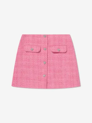 Self Portrait Girls Textured Woven Mini Skirt in Pink