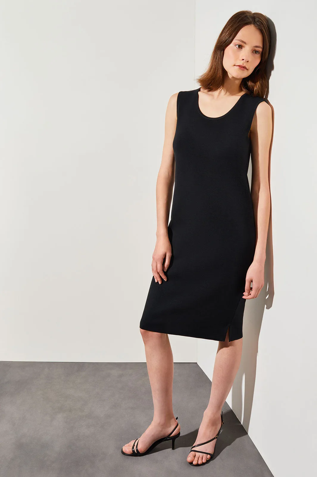 Sleeveless Sheath Knit Dress, Black