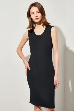 Sleeveless Sheath Knit Dress, Black