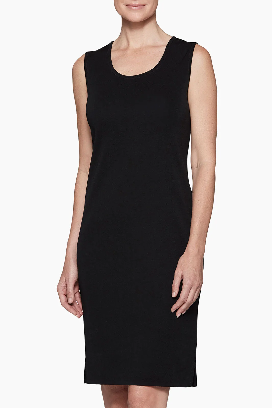 Sleeveless Sheath Knit Dress, Black