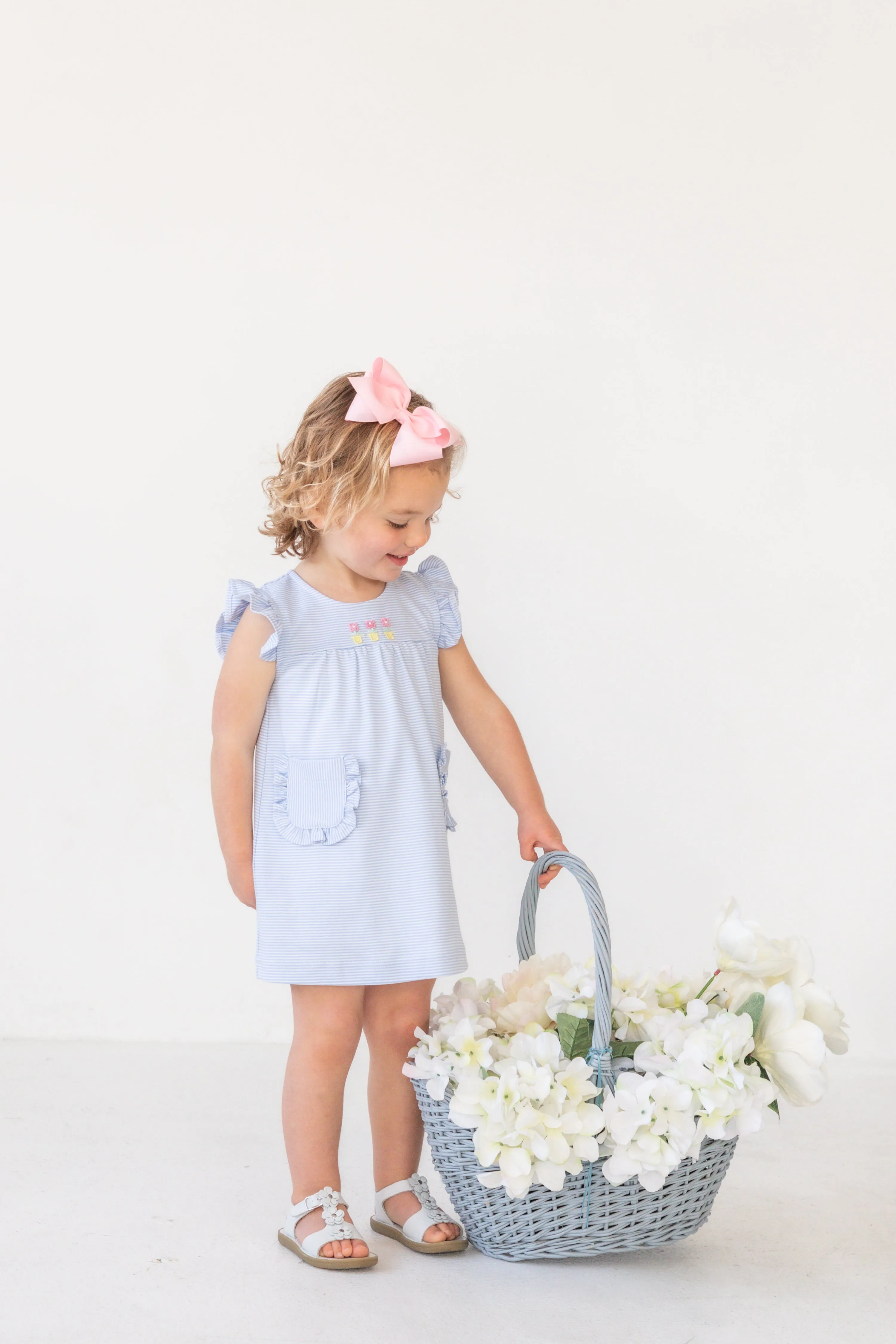 Stripe Knit Dress With Mini Flower Pots