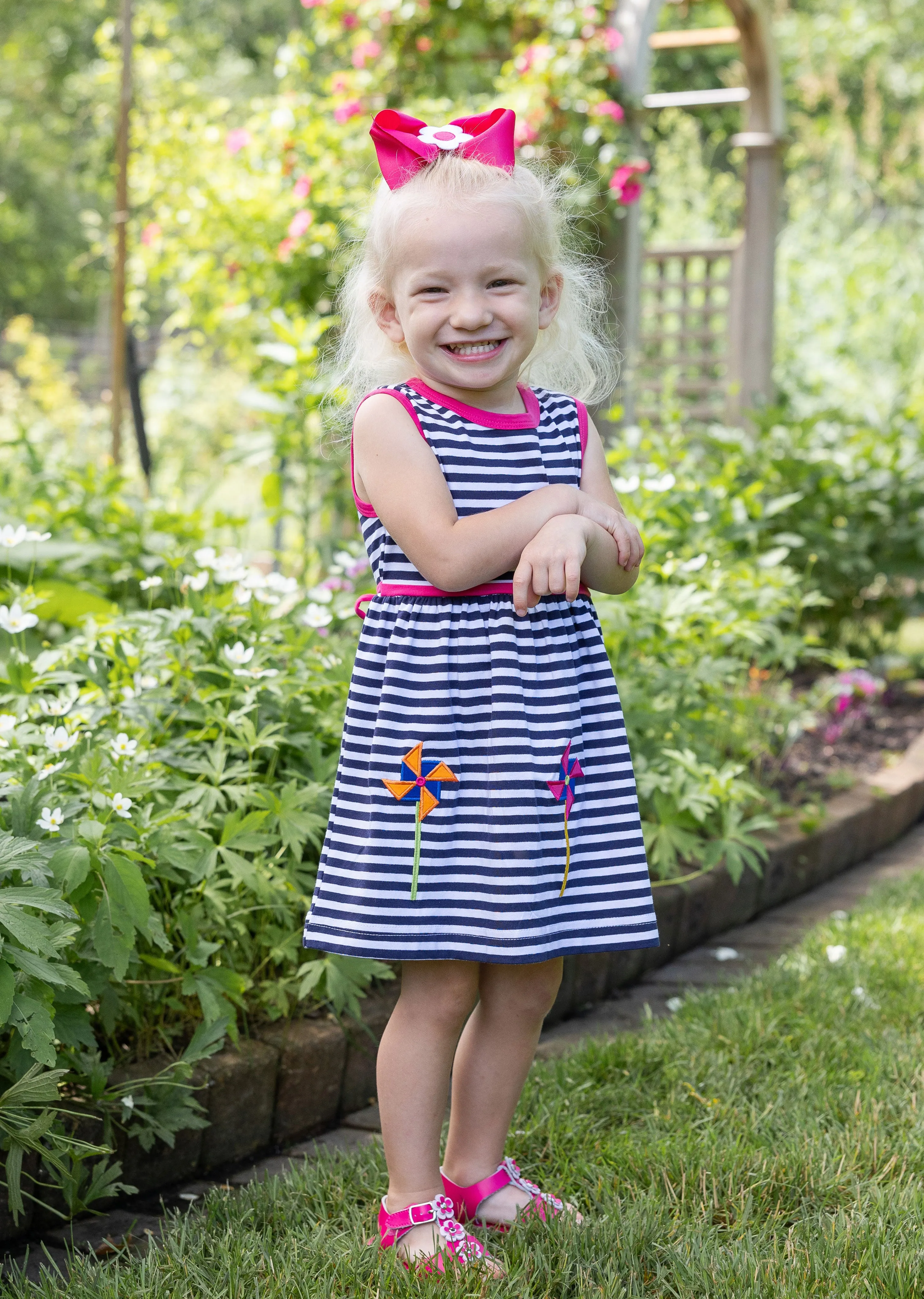 Stripe Knit Dress With Pinwheels