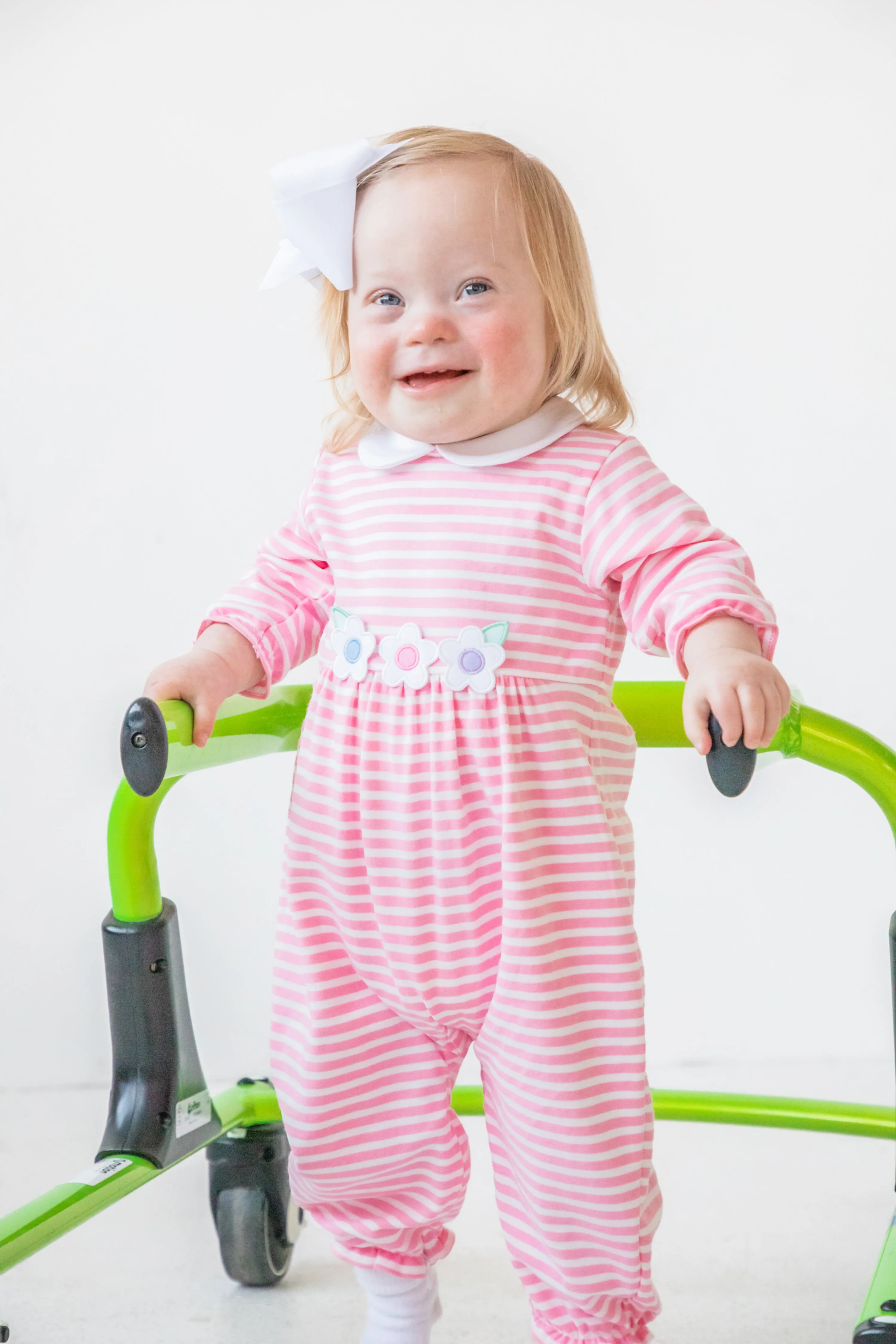 Stripe Knit Longall With Flowers