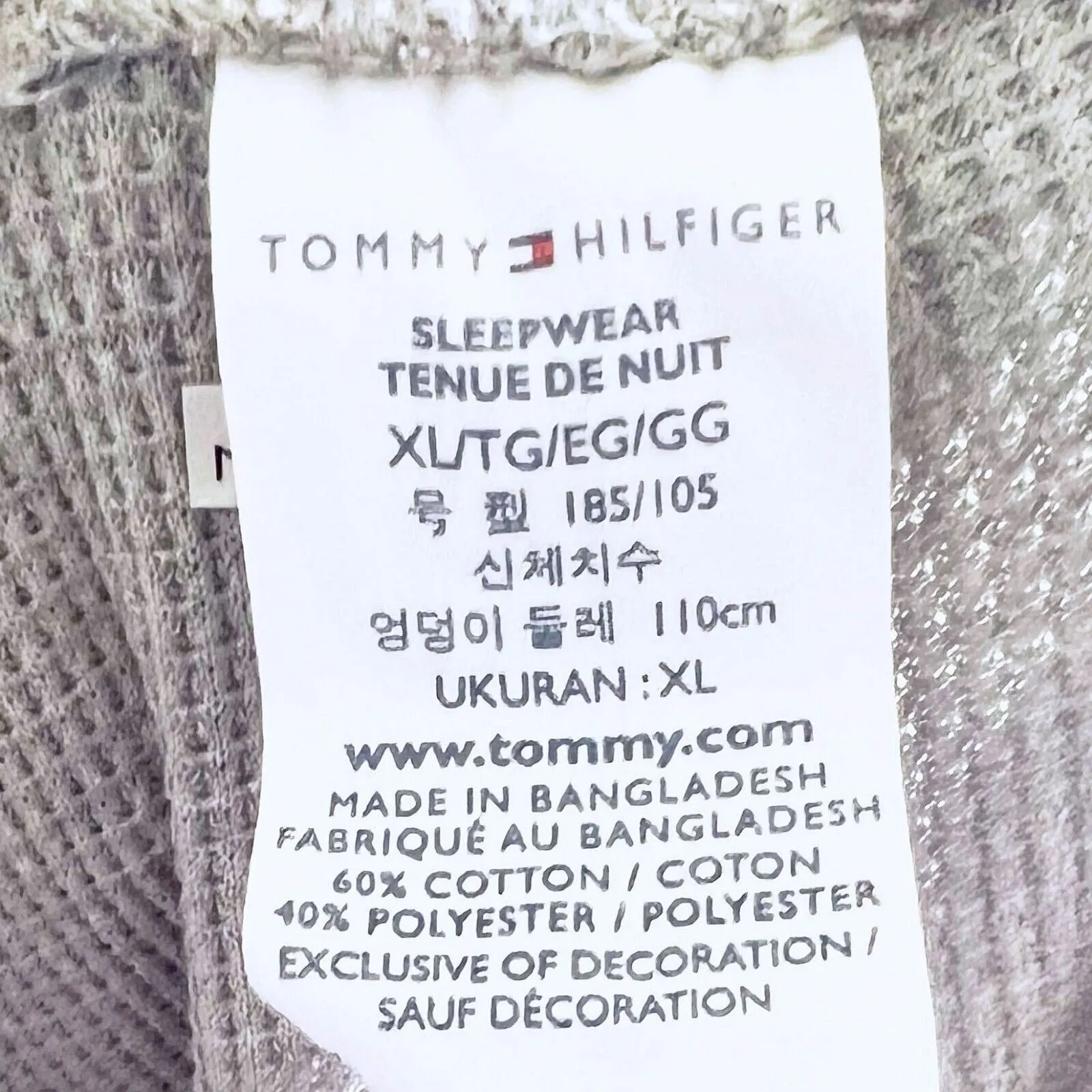 Tommy Hilfiger Pants Waffle Knit Nightwear Thermal Cotton Drawstring Mens