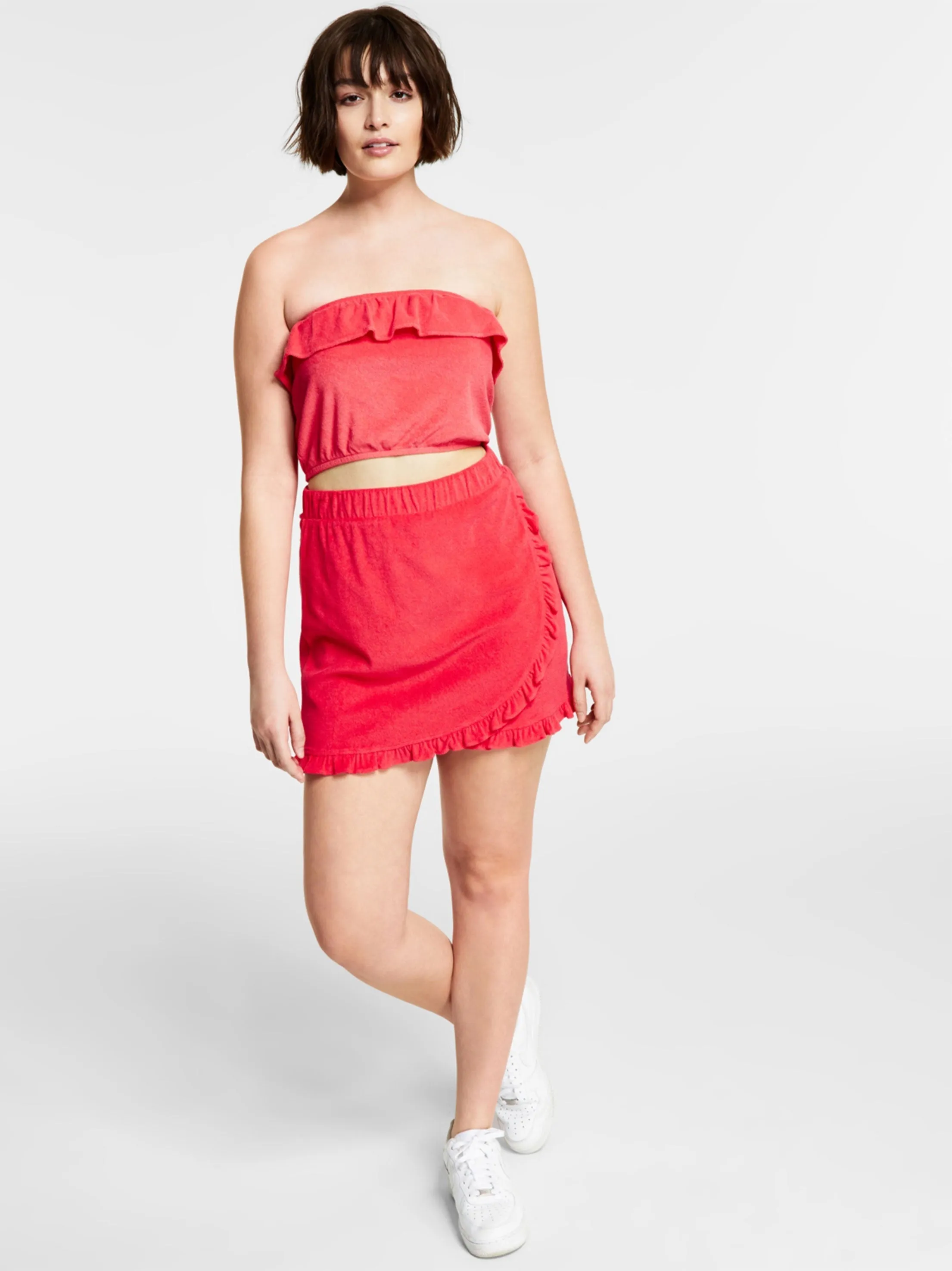 Women's Ruffled Mini Skirt,Coral